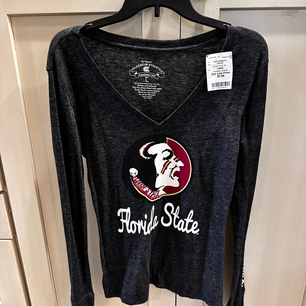 Florida State Women's Long Sleeve V-Neck Tee - Charcoal FSU